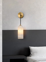 Monty Modern Alabaster Stone Wall Sconce Brass Indoor Light for Foyer and Kitchen