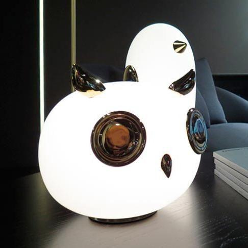Animal Shaped Glass Table Lamp Modern Owl Rabbit Penguin Gold Bedside Nightstand Light