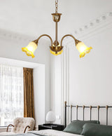 Morning Glory Blown Glass Chandelier with Copper Accents for Modern Living Spaces