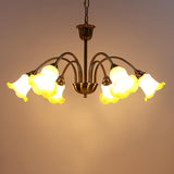 Morning Glory Blown Glass Chandelier with Copper Accents for Modern Living Spaces