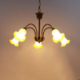 Morning Glory Blown Glass Chandelier with Copper Accents for Modern Living Spaces