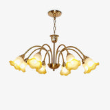 Morning Glory Blown Glass Chandelier with Copper Accents for Modern Living Spaces