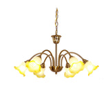 Morning Glory Blown Glass Chandelier with Copper Accents for Modern Living Spaces