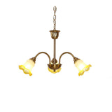 Morning Glory Blown Glass Chandelier with Copper Accents for Modern Living Spaces