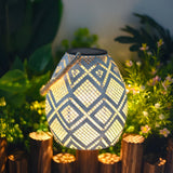 Moroccan Style Outdoor Solar Hanging Lantern White Hemp Rope LED Decorative Garden Light