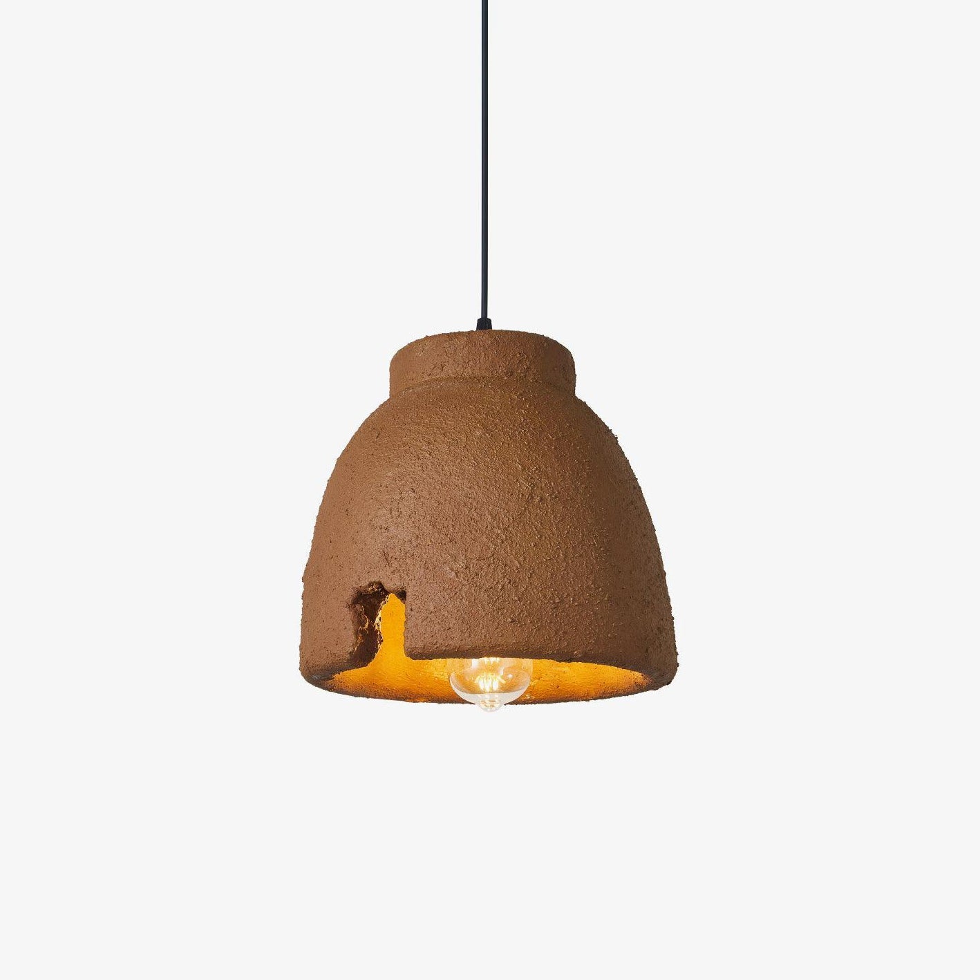 Morphe Amorphous Organic Textured Pendant Light Artistic Brown Oval Shape Hanging Lamp