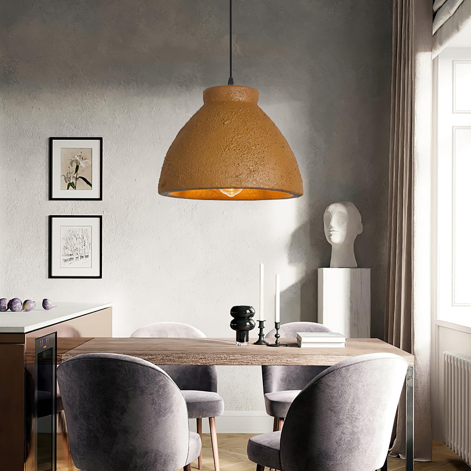 Morphe Amorphous Organic Textured Pendant Light Artistic Brown Oval Shape Hanging Lamp
