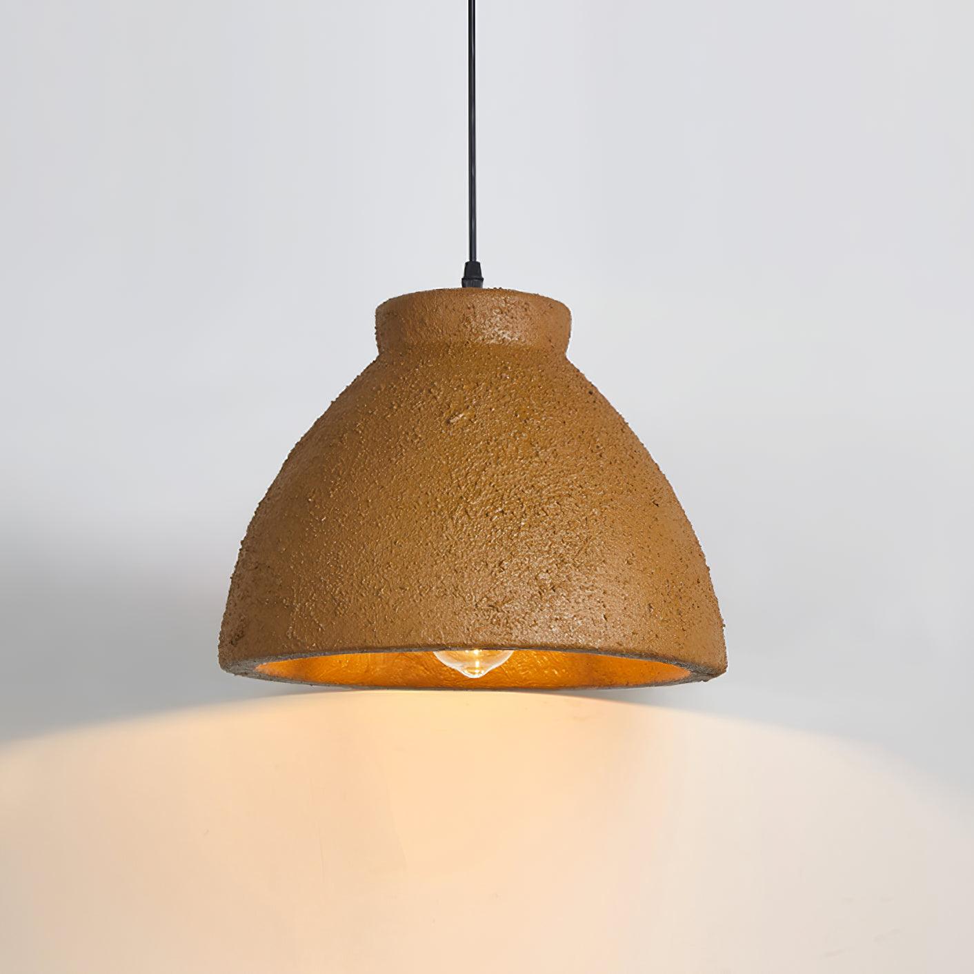 Morphe Amorphous Organic Textured Pendant Light Artistic Brown Oval Shape Hanging Lamp