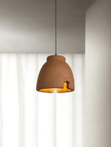 Morphe Amorphous Organic Textured Pendant Light Artistic Brown Oval Shape Hanging Lamp