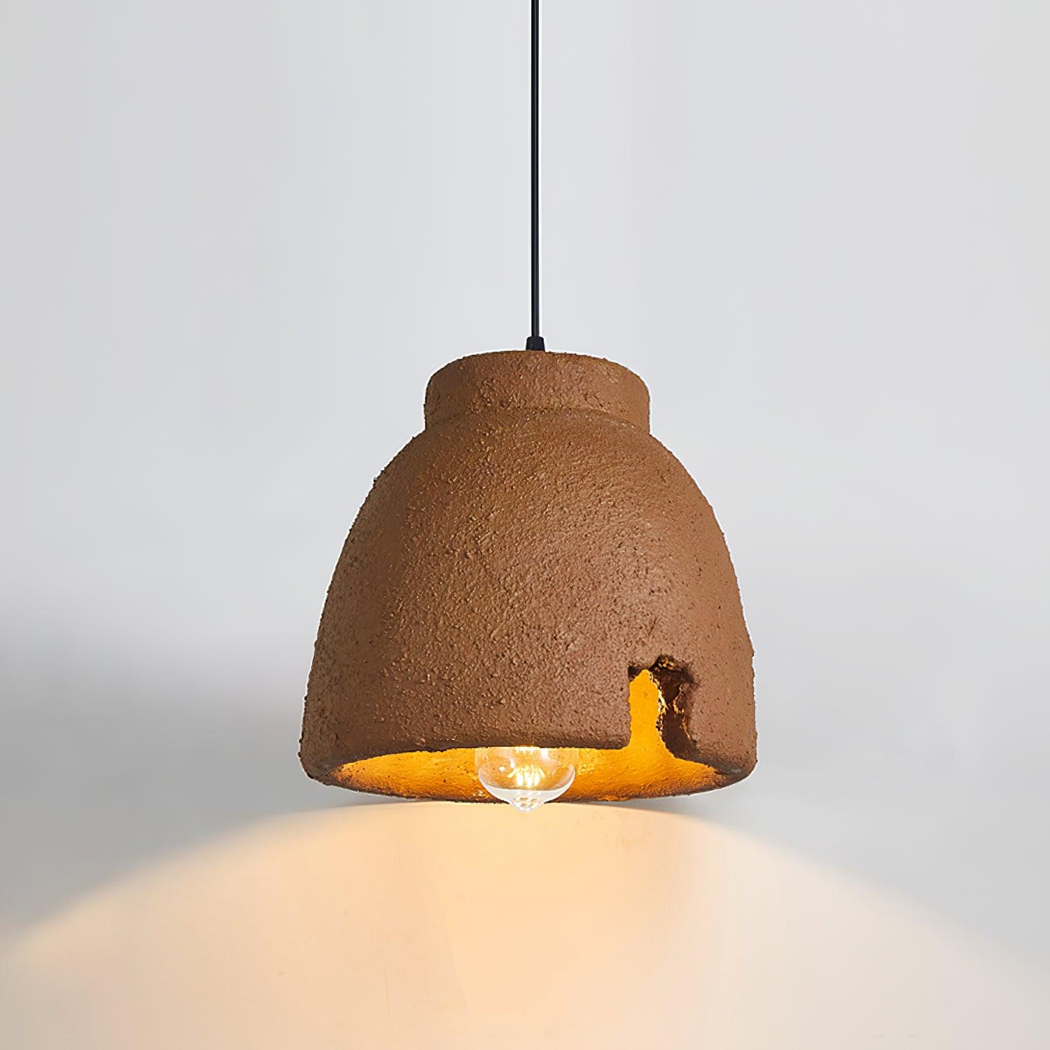 Morphe Amorphous Organic Textured Pendant Light Artistic Brown Oval Shape Hanging Lamp