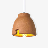 Morphe Amorphous Organic Textured Pendant Light Artistic Brown Oval Shape Hanging Lamp