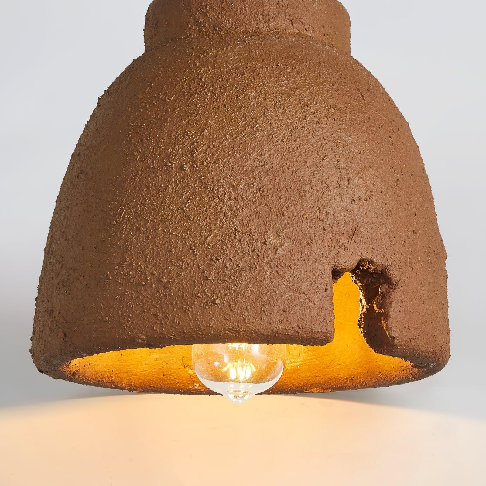 Morphe Amorphous Organic Textured Pendant Light Artistic Brown Oval Shape Hanging Lamp