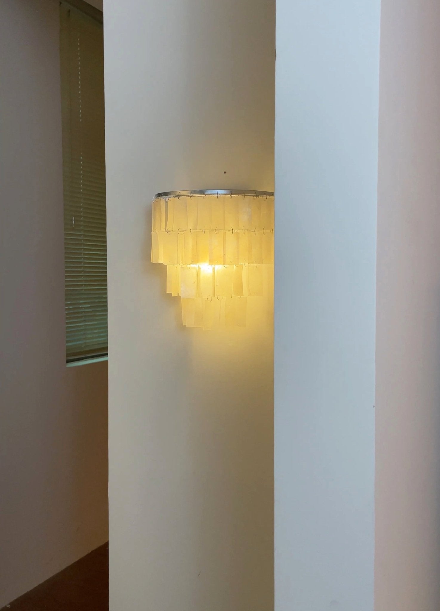 Mother of Pearl Shell Tiered Wall Sconce Light with Silver Finish Elegant Indoor Lighting Fixture