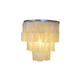 Mother of Pearl Shell Tiered Wall Sconce Light with Silver Finish Elegant Indoor Lighting Fixture