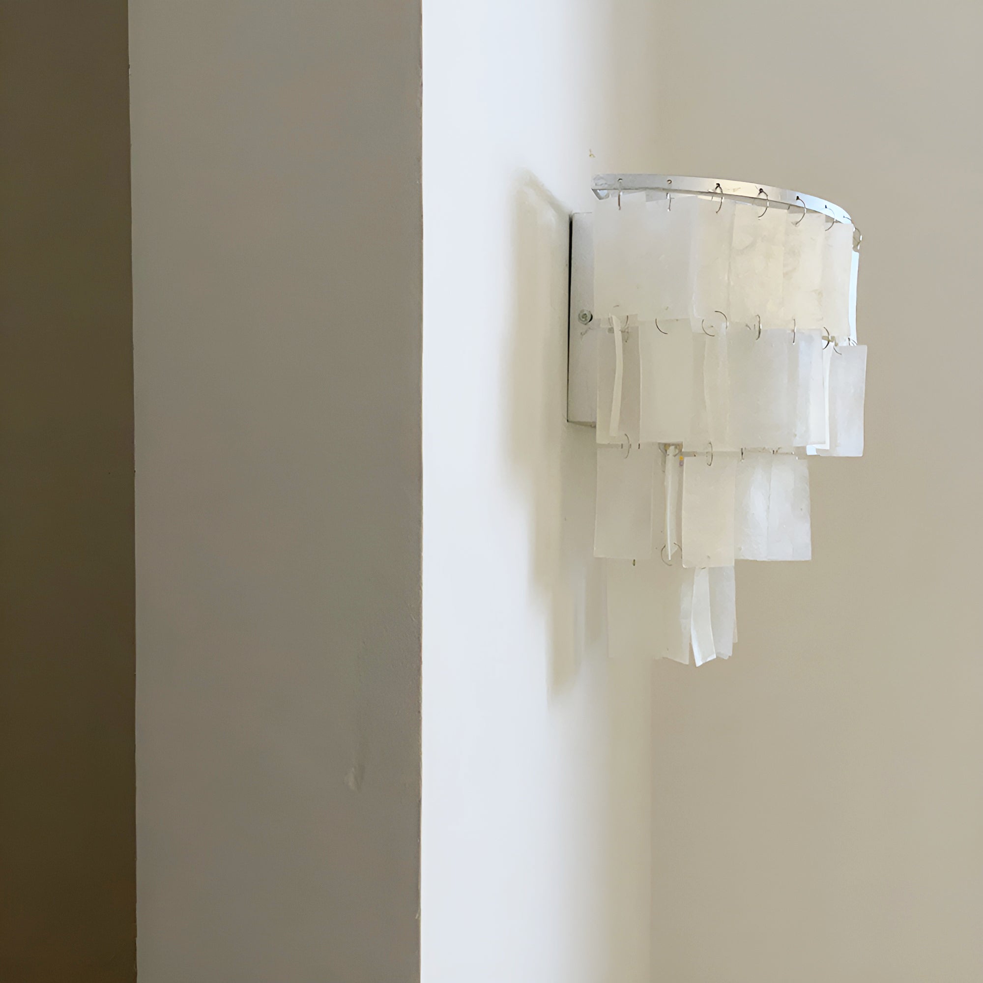 Mother of Pearl Shell Tiered Wall Sconce Light with Silver Finish Elegant Indoor Lighting Fixture