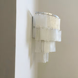 Mother of Pearl Shell Tiered Wall Sconce Light with Silver Finish Elegant Indoor Lighting Fixture