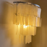 Mother of Pearl Shell Tiered Wall Sconce Light with Silver Finish Elegant Indoor Lighting Fixture