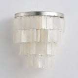 Mother of Pearl Shell Tiered Wall Sconce Light with Silver Finish Elegant Indoor Lighting Fixture