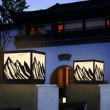 Mountain Silhouette Solar Fence Post Light Waterproof LED Outdoor Landscape Pillar Lamp Black