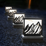 Mountain Silhouette Solar Fence Post Light Waterproof LED Outdoor Landscape Pillar Lamp Black