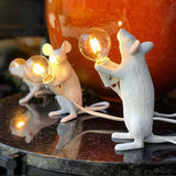 Resin Mouse Table Lamp Decorative Animal Sculpture Side Table Light for Bedside and Desk