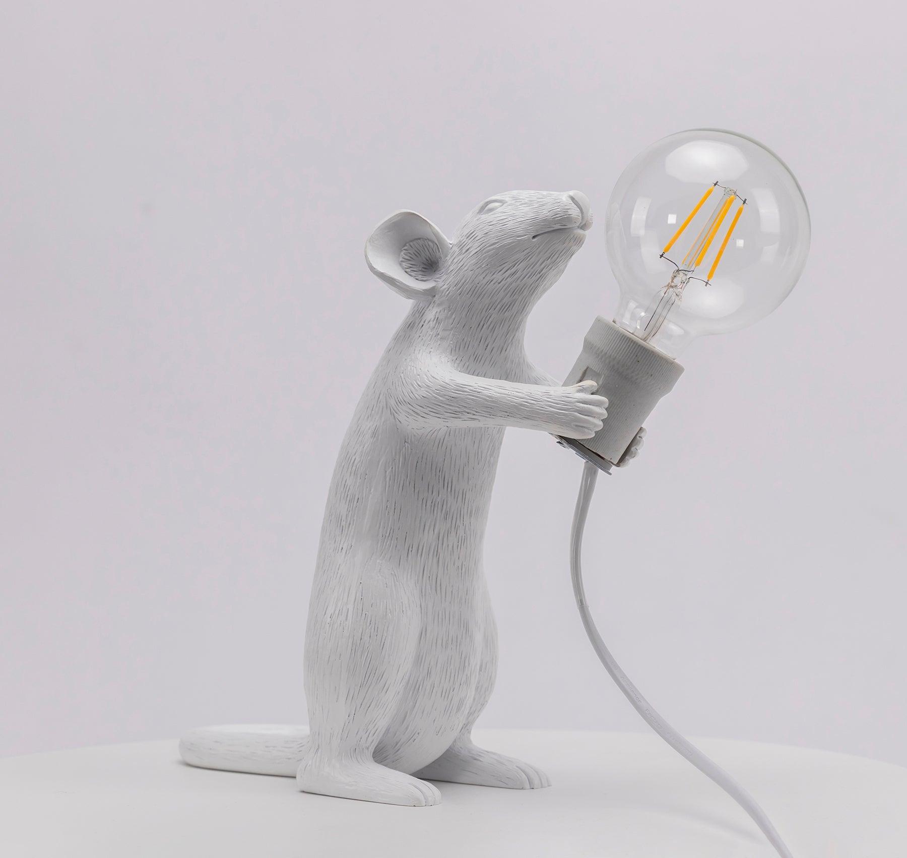 Resin Mouse Table Lamp Decorative Animal Sculpture Side Table Light for Bedside and Desk