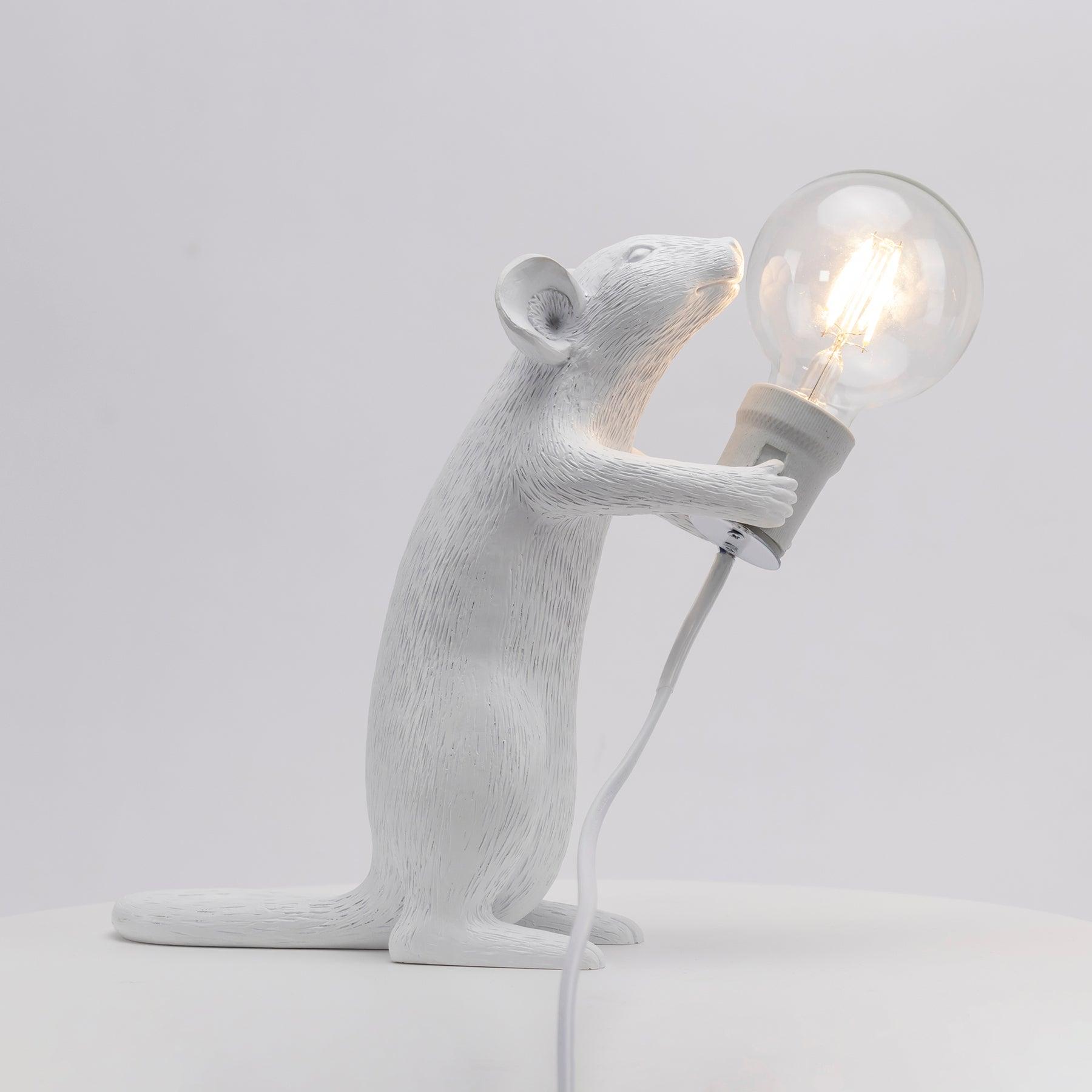 Resin Mouse Table Lamp Decorative Animal Sculpture Side Table Light for Bedside and Desk
