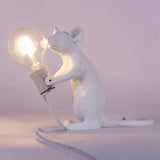 Resin Mouse Table Lamp Decorative Animal Sculpture Side Table Light for Bedside and Desk