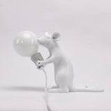 Resin Mouse Table Lamp Decorative Animal Sculpture Side Table Light for Bedside and Desk