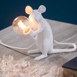 Resin Mouse Table Lamp Decorative Animal Sculpture Side Table Light for Bedside and Desk