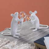 Resin Mouse Table Lamp Decorative Animal Sculpture Side Table Light for Bedside and Desk