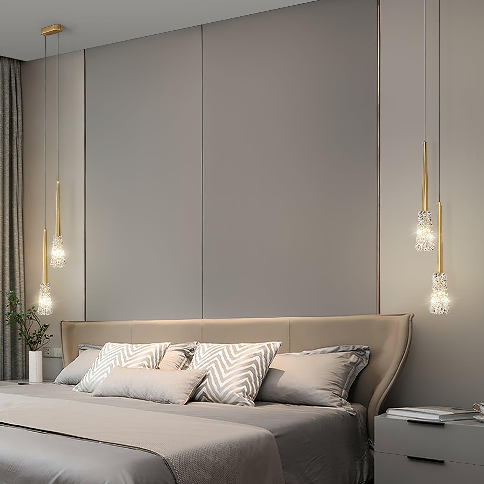 Mozzi Crystal Cylinder Pendant Light Luxury Gold Hanging Lamp for Modern Interiors