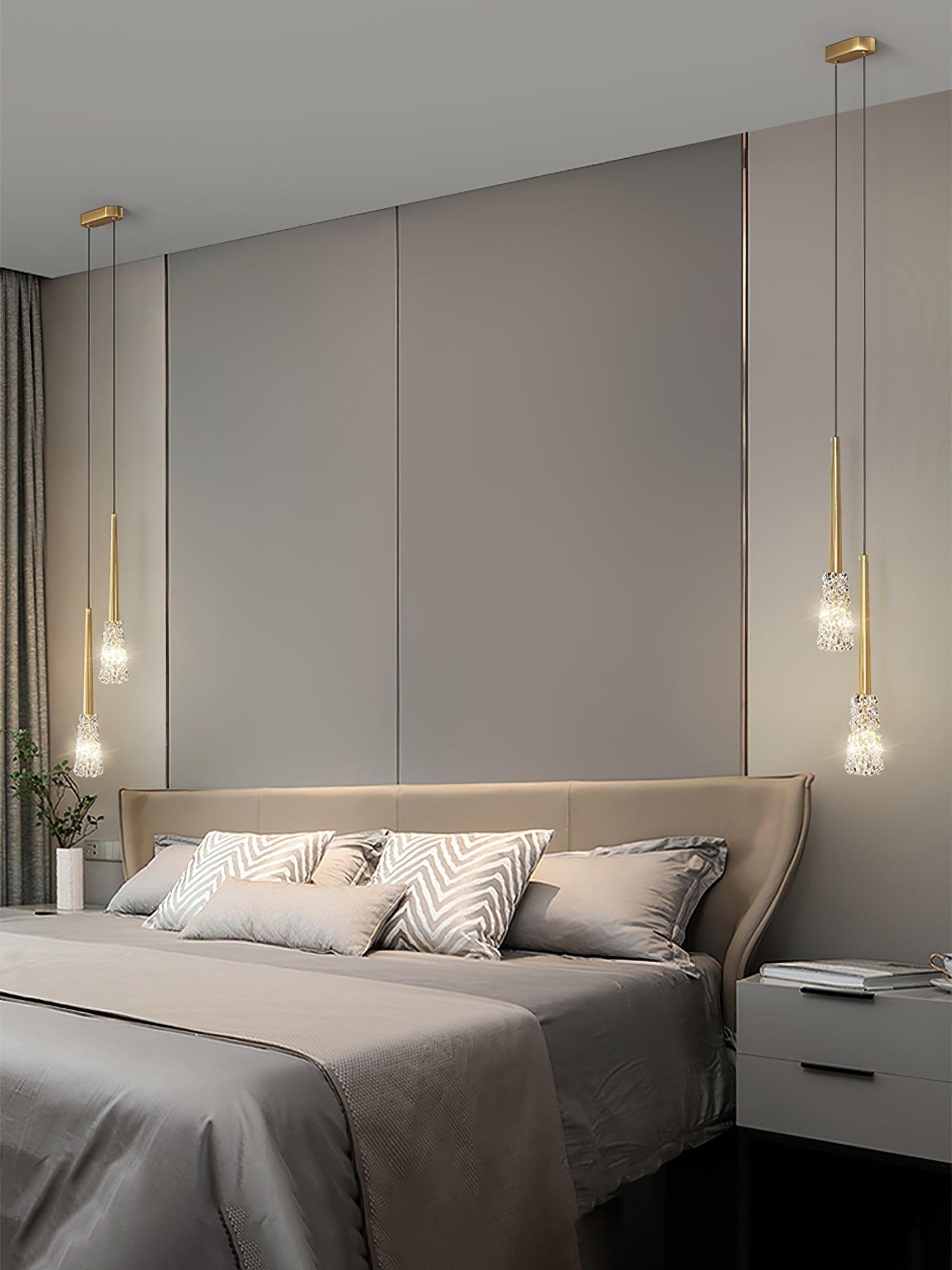 Mozzi Crystal Cylinder Pendant Light Luxury Gold Hanging Lamp for Modern Interiors