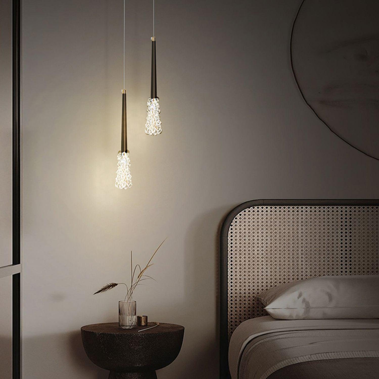 Mozzi Crystal Cylinder Pendant Light Luxury Gold Hanging Lamp for Modern Interiors