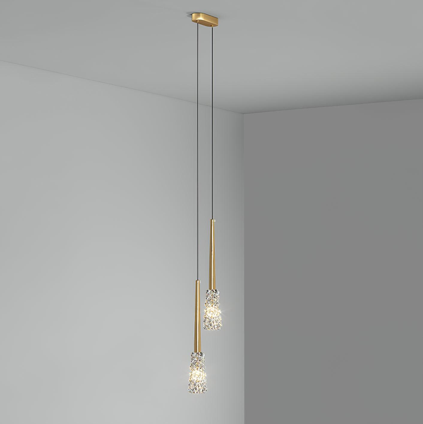 Mozzi Crystal Cylinder Pendant Light Luxury Gold Hanging Lamp for Modern Interiors
