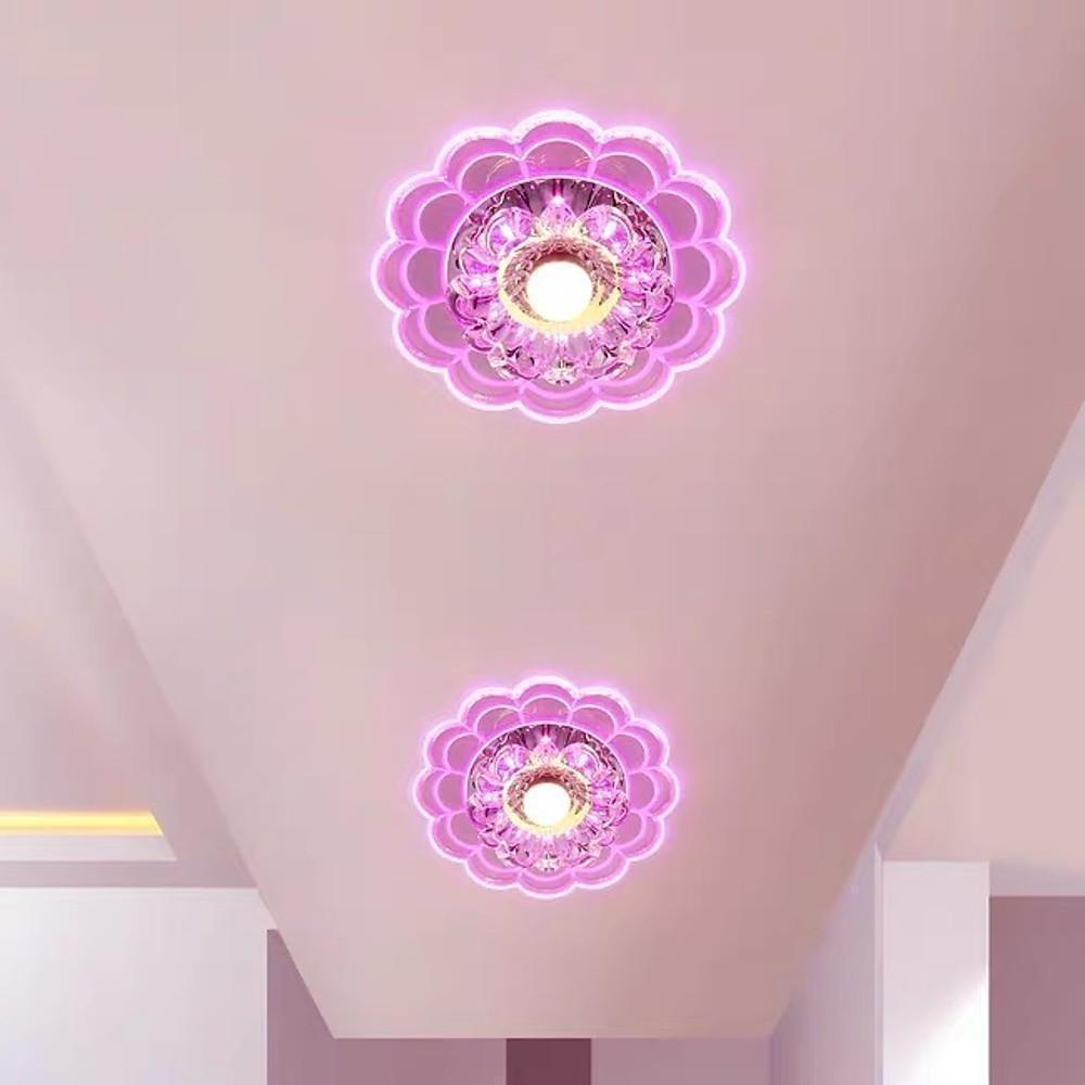 Modern Crystal Flower LED Flush Mount Ceiling Light for Entryway Kids Room and Hallway
