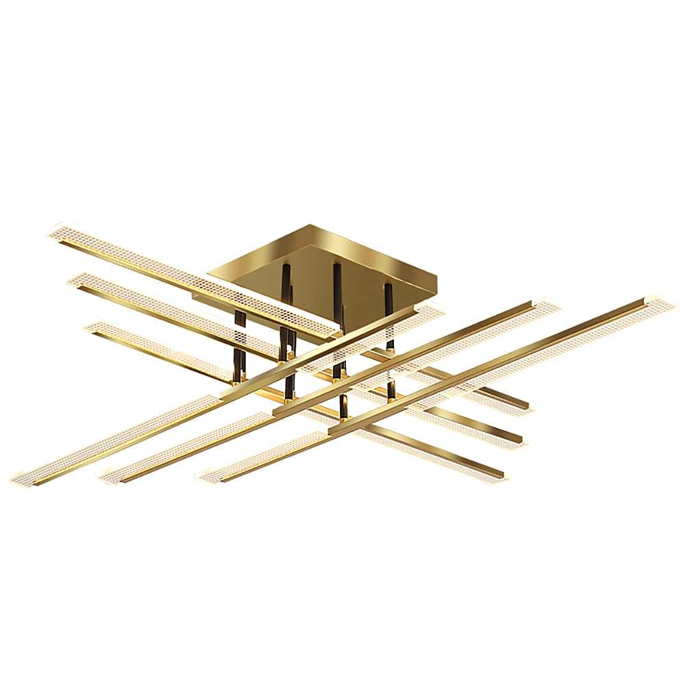 Modern Geometric Rectangular LED Flush Mount Ceiling Light for Living Room and Dining Area