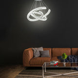 Modern Wave Crystal LED Flush Mount Ceiling Light Stainless Steel Fixture for Dining Room
