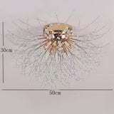 Elegant Flower Branch Crystal Ceiling Lamp 6 Light Brass Flush Mount Lighting
