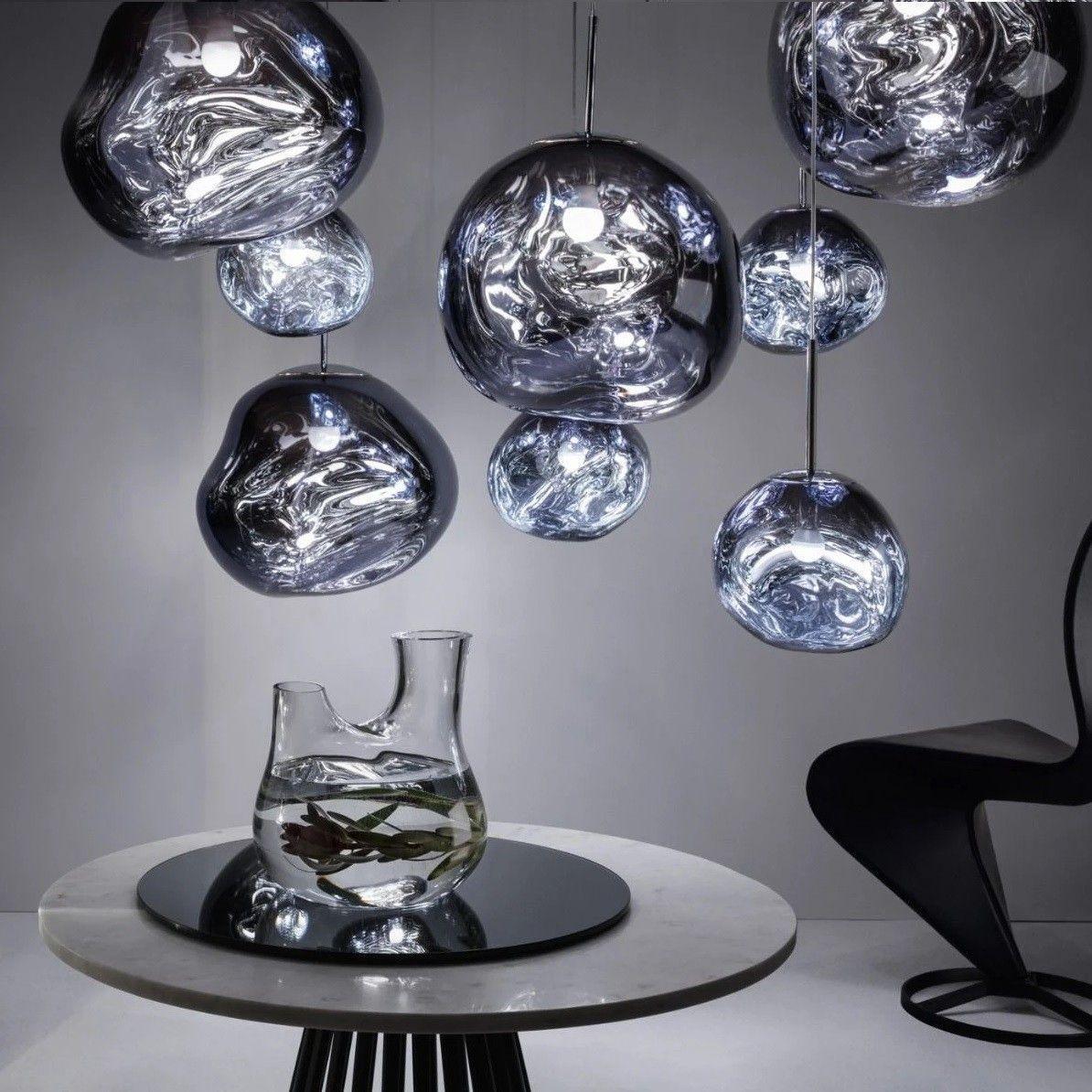Multi Head Lava Melting Glass Pendant Light Round Ceiling Chandelier for Modern Interiors