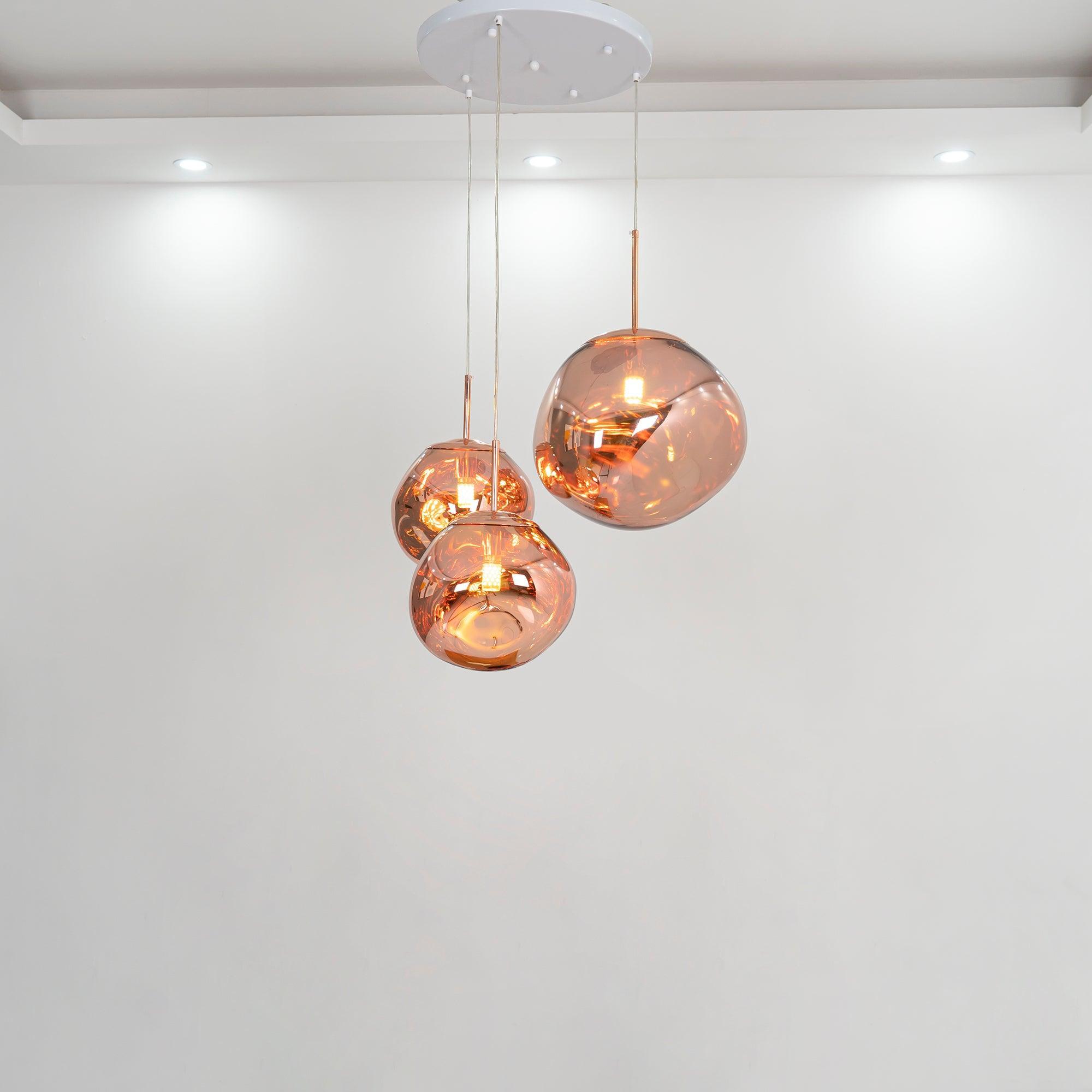Multi Head Lava Melting Glass Pendant Light Round Ceiling Chandelier for Modern Interiors