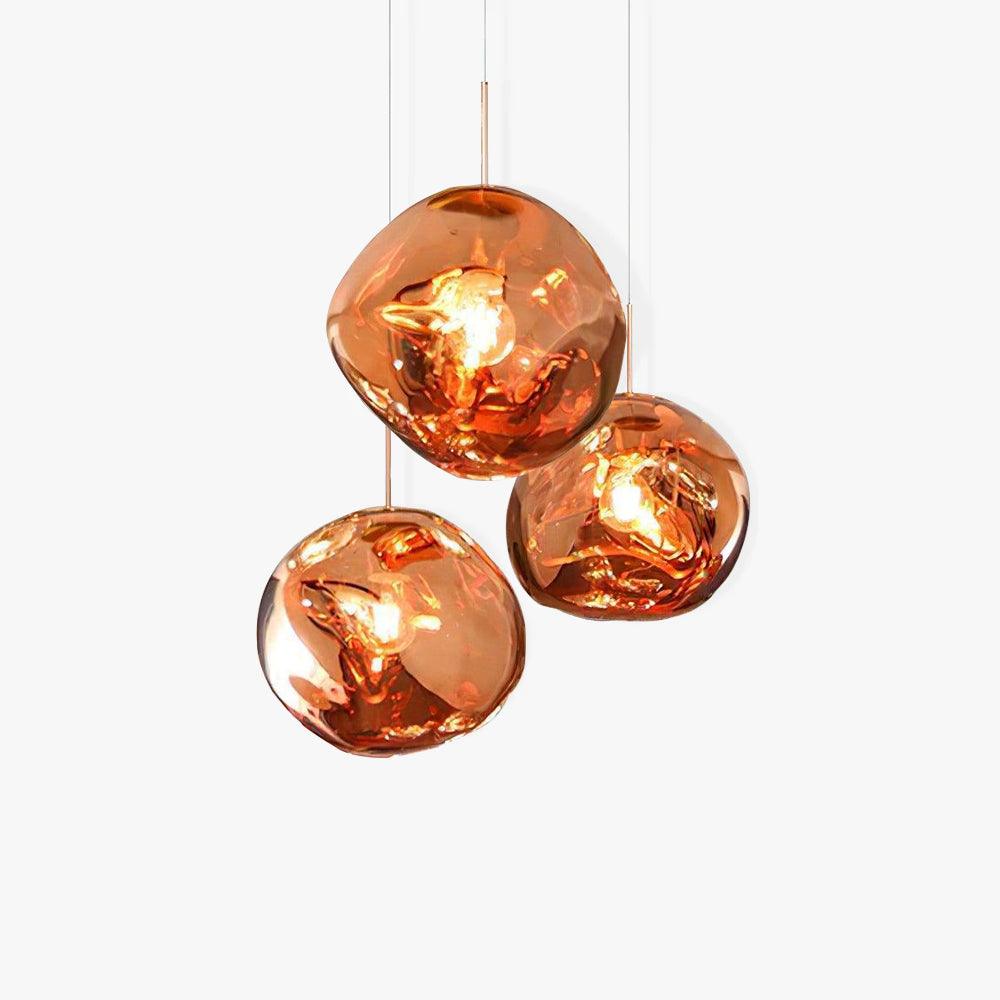 Multi Head Lava Melting Glass Pendant Light Round Ceiling Chandelier for Modern Interiors