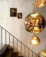 Multi Head Lava Melting Glass Pendant Light Round Ceiling Chandelier for Modern Interiors