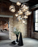 Multi Head Lava Melting Glass Pendant Light Round Ceiling Chandelier for Modern Interiors