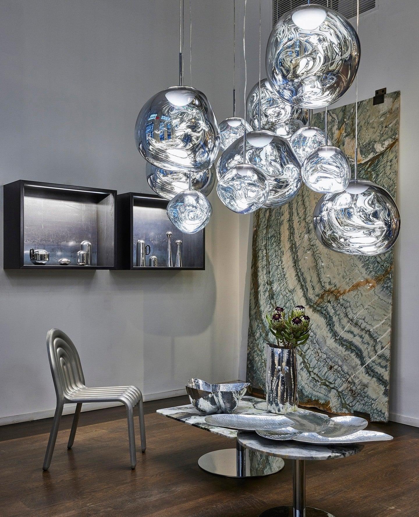 Multi Head Lava Melting Glass Pendant Light Round Ceiling Chandelier for Modern Interiors