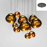 Multi Head Lava Melting Glass Pendant Light Round Ceiling Chandelier for Modern Interiors