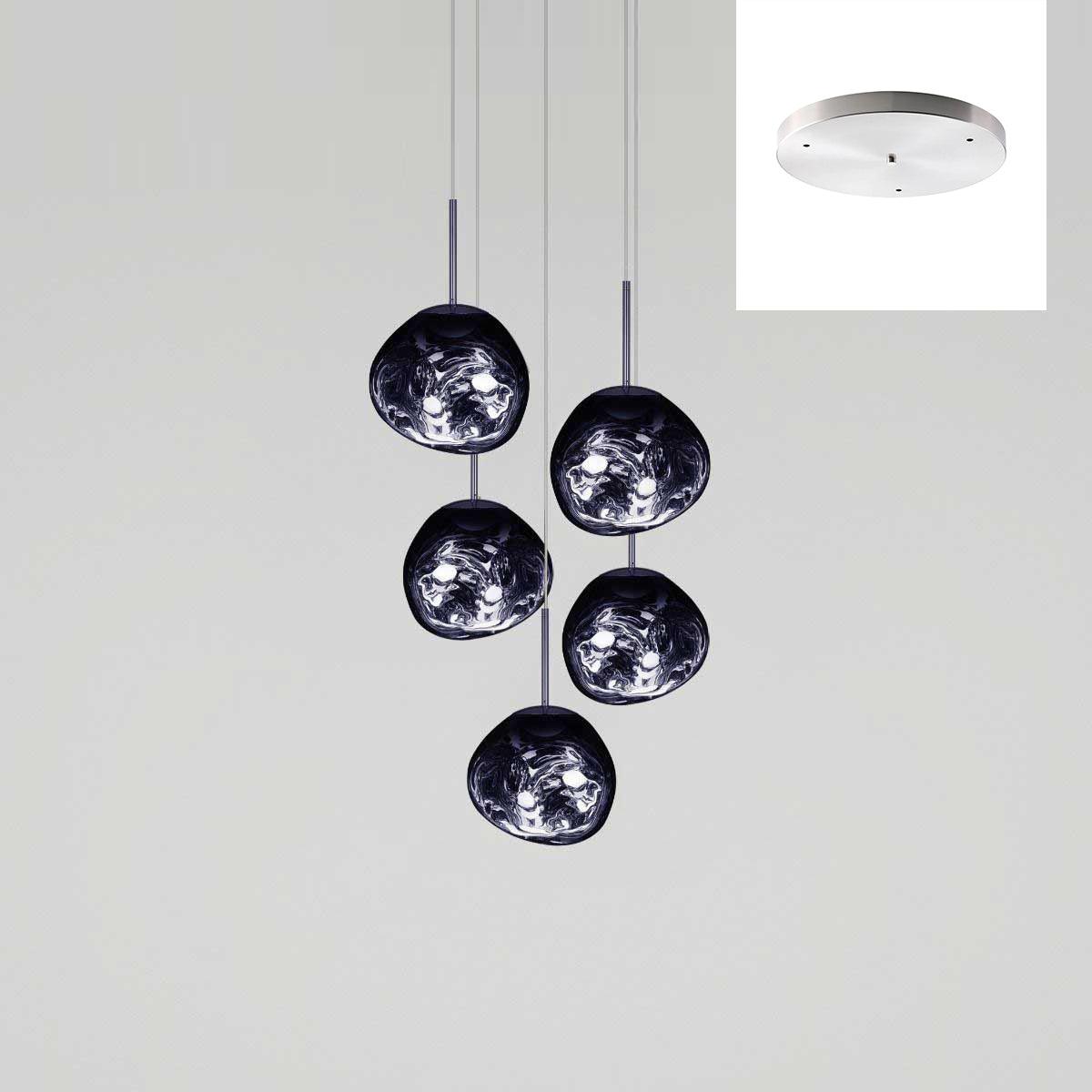 Multi Head Lava Melting Glass Pendant Light Round Ceiling Chandelier for Modern Interiors