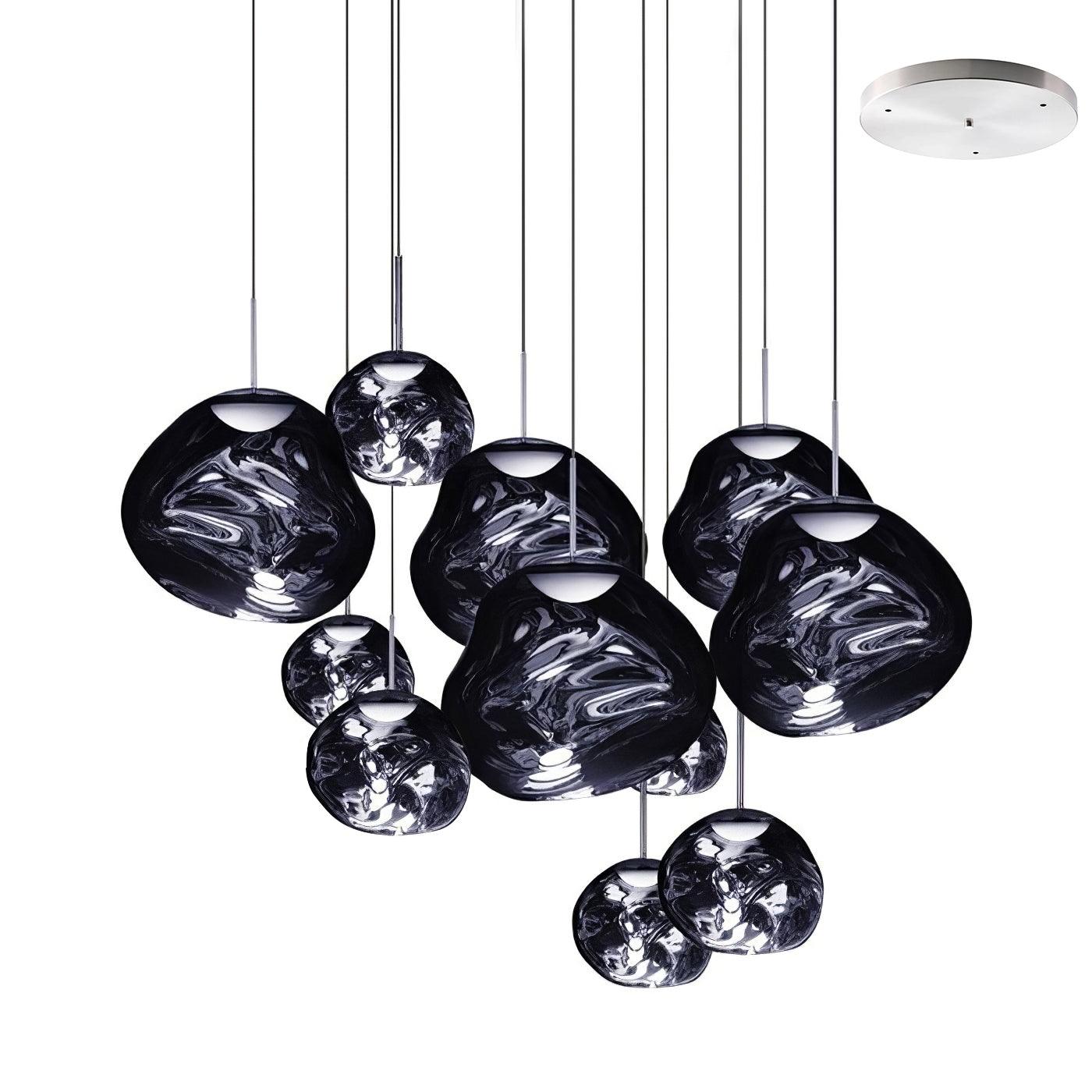 Multi Head Lava Melting Glass Pendant Light Round Ceiling Chandelier for Modern Interiors