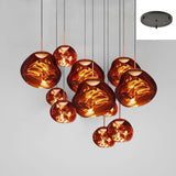 Multi Head Lava Melting Glass Pendant Light Round Ceiling Chandelier for Modern Interiors