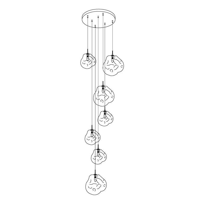 Multi Head Lava Melting Glass Pendant Light Round Ceiling Chandelier for Modern Interiors
